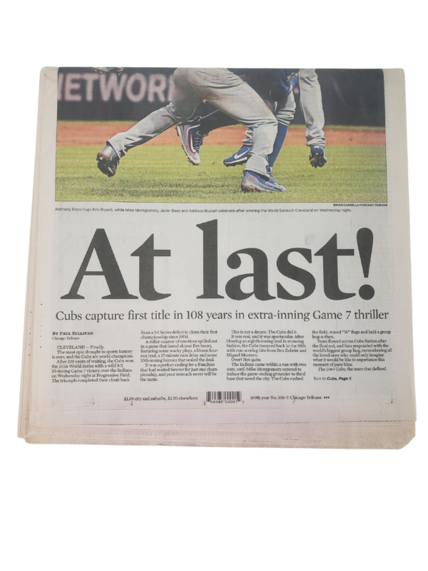 Cubs Win World Series Chicago Tribune Newspaper - Image 3